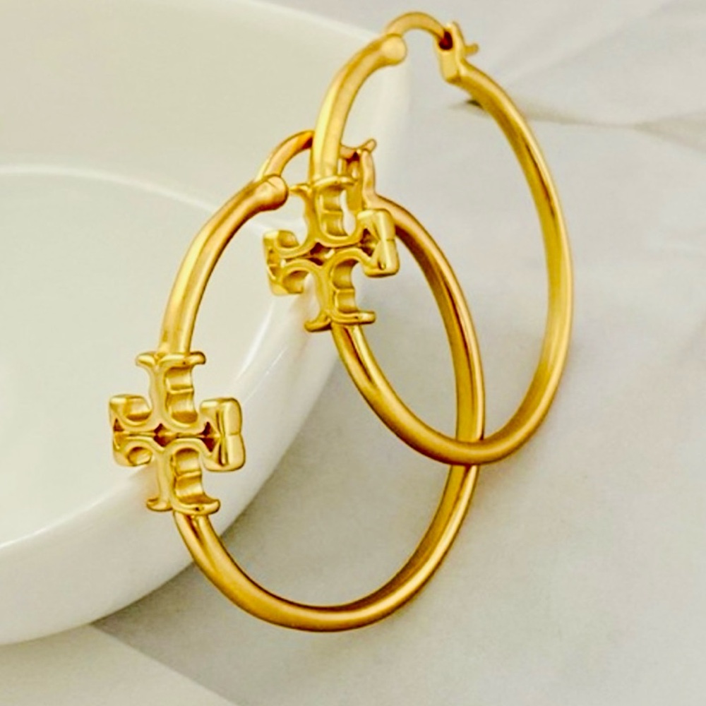 NWOT Tory Burch Roxanne Gold Hoop Earrings